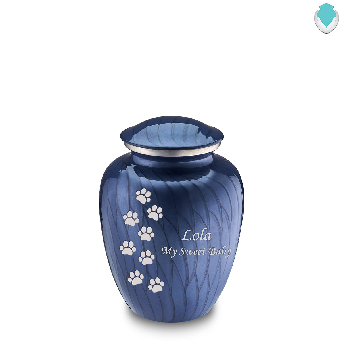 Medium Embrace Pearl Cobalt Blue Walking Paws Pet Cremation Urn