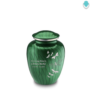 Medium Embrace Pearl Green Dragonfly Cremation Urn