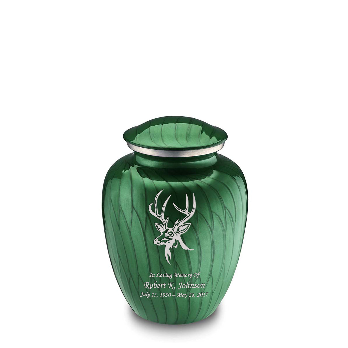 Medium Embrace Pearl Green Deer Cremation Urn