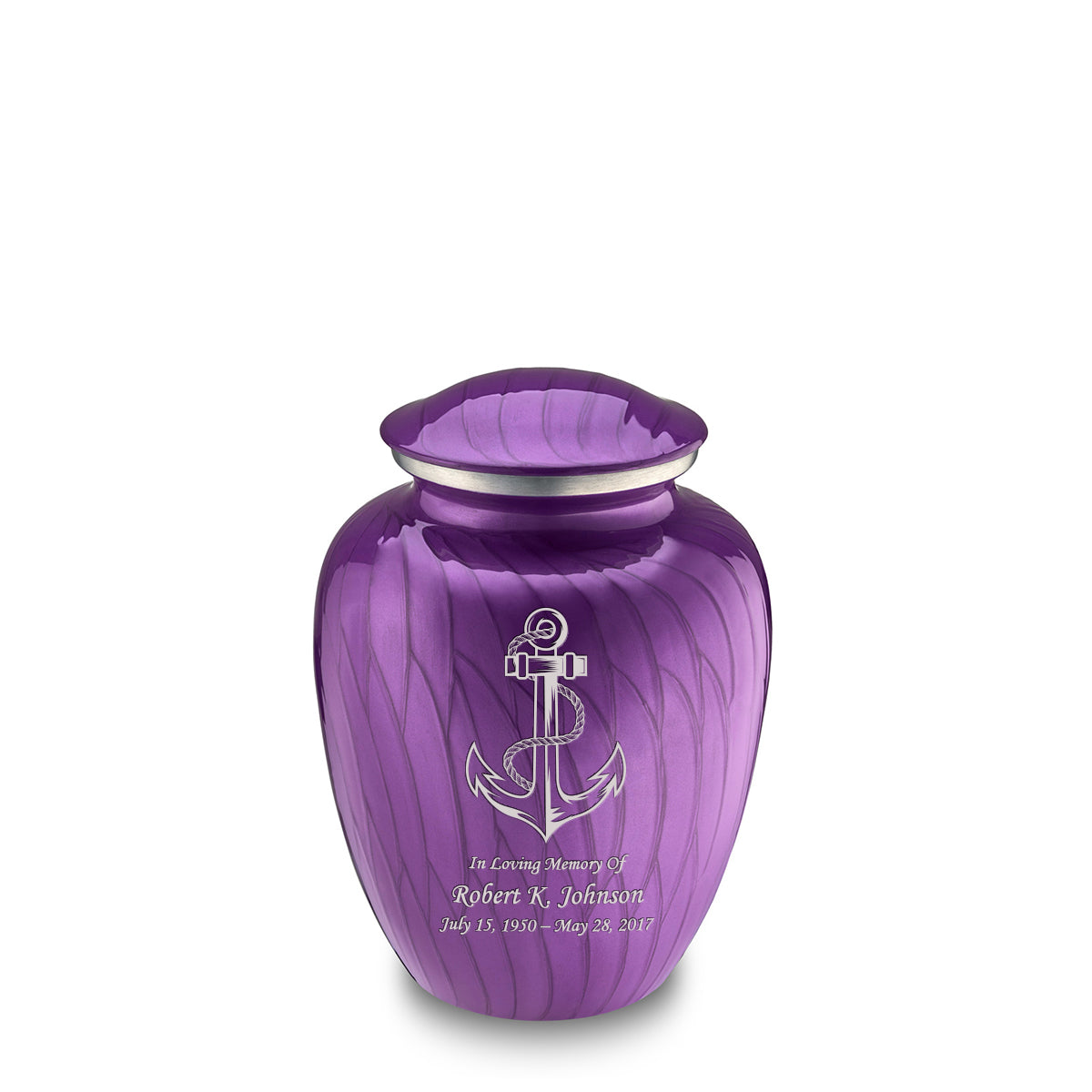 Medium Embrace Pearl Purple Anchor Cremation Urn