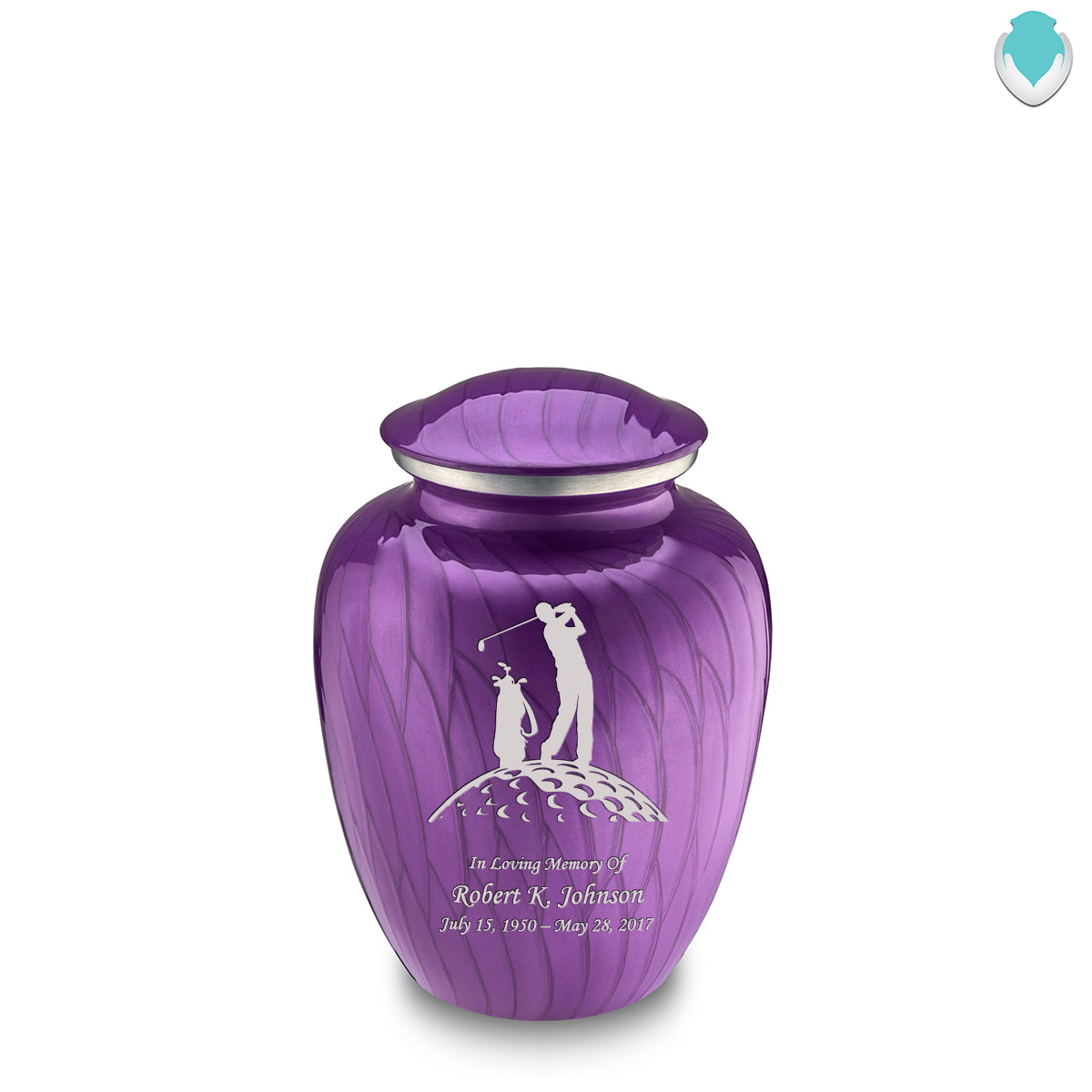 Medium Embrace Pearl Purple Golf Cremation Urn