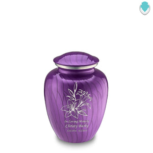 Medium Embrace Pearl Purple Lily Cremation Urn