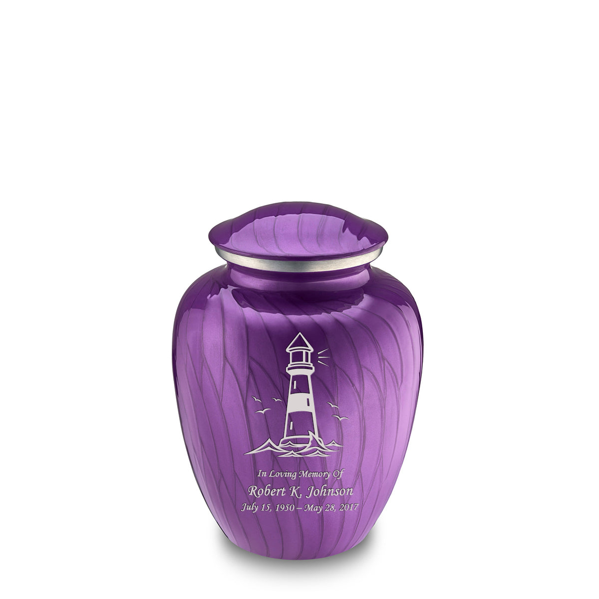 Medium Embrace Pearl Purple Lighthouse Cremation Urn