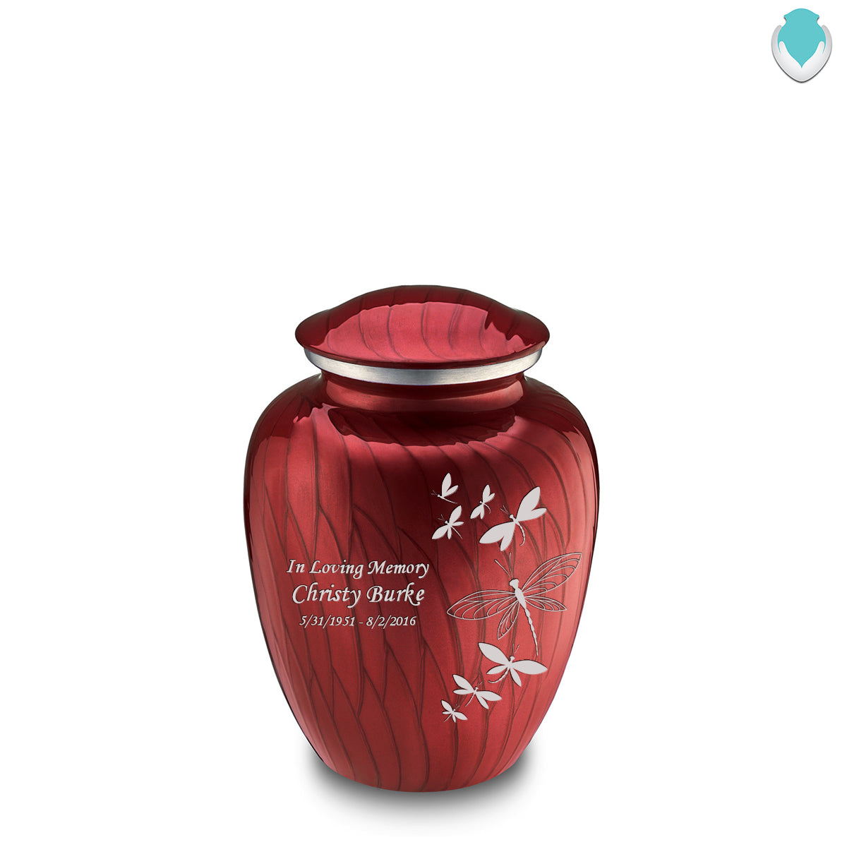 Medium Embrace Pearl Candy Red Dragonflies Cremation Urn
