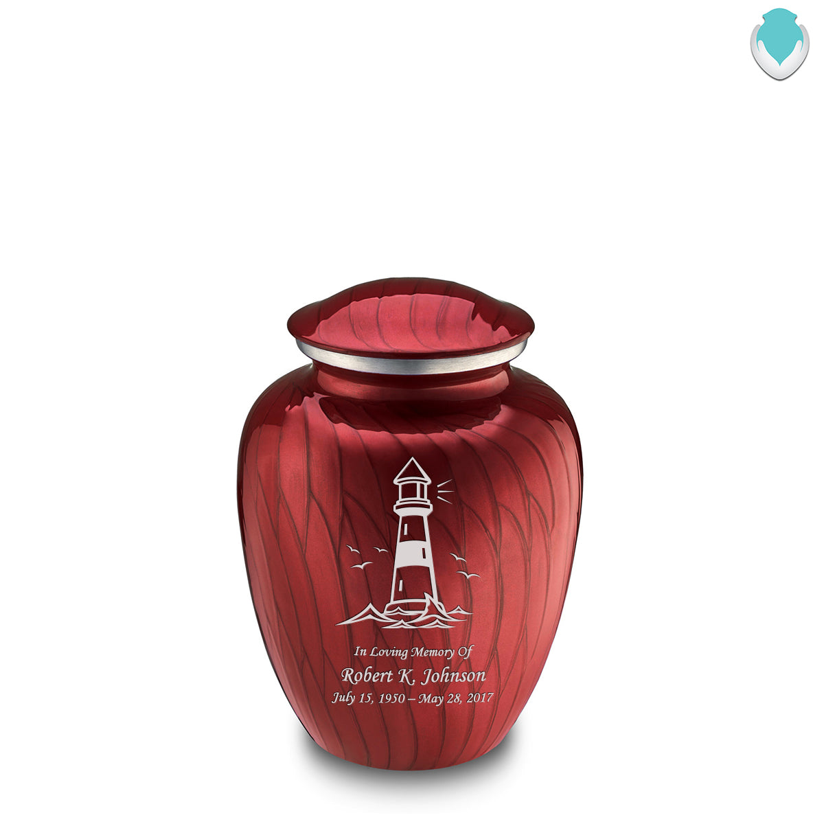 Medium Embrace Pearl Candy Red Lighthouse Cremation Urn