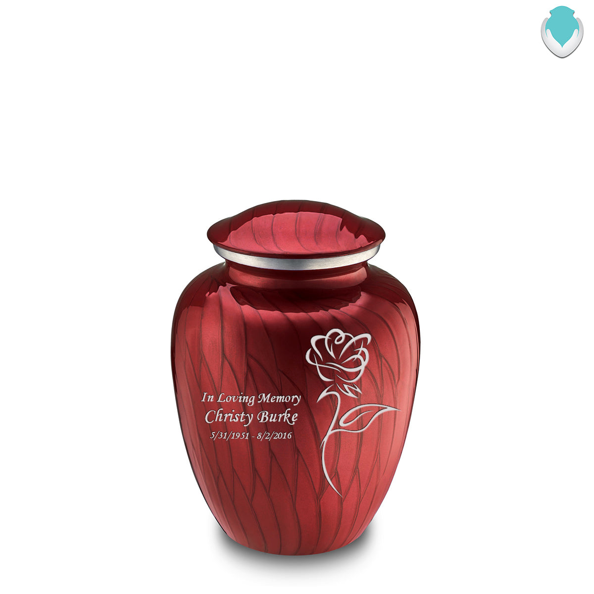 Medium Embrace Pearl Candy Red Rose Cremation Urn
