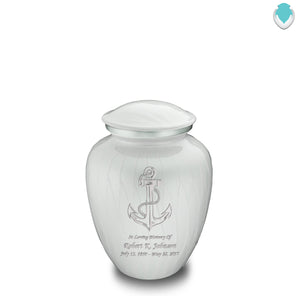 Medium Embrace Pearl White Anchor Cremation Urn