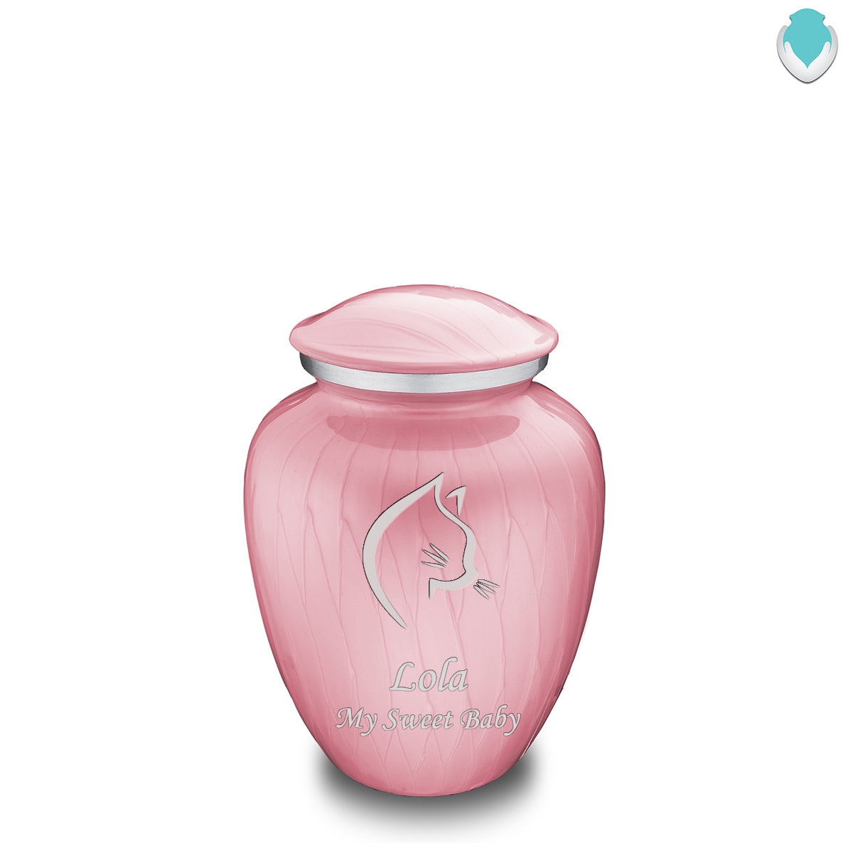 Medium Embrace Pearl Light Pink Cat Pet Cremation Urn