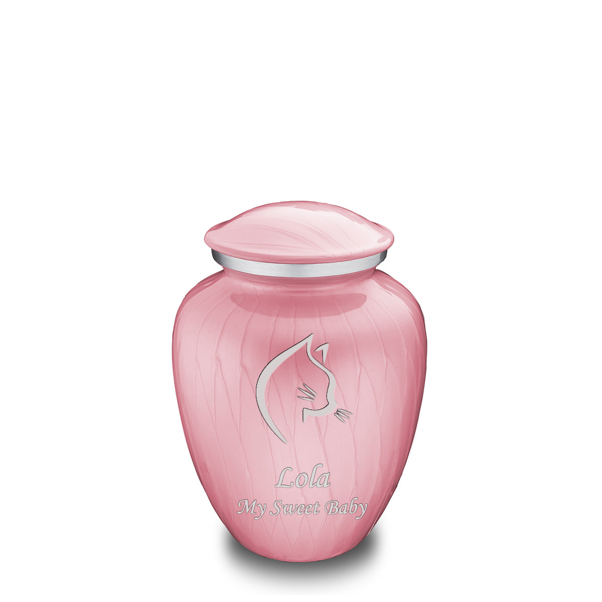 Medium Embrace Pearl Light Pink Cat Pet Cremation Urn