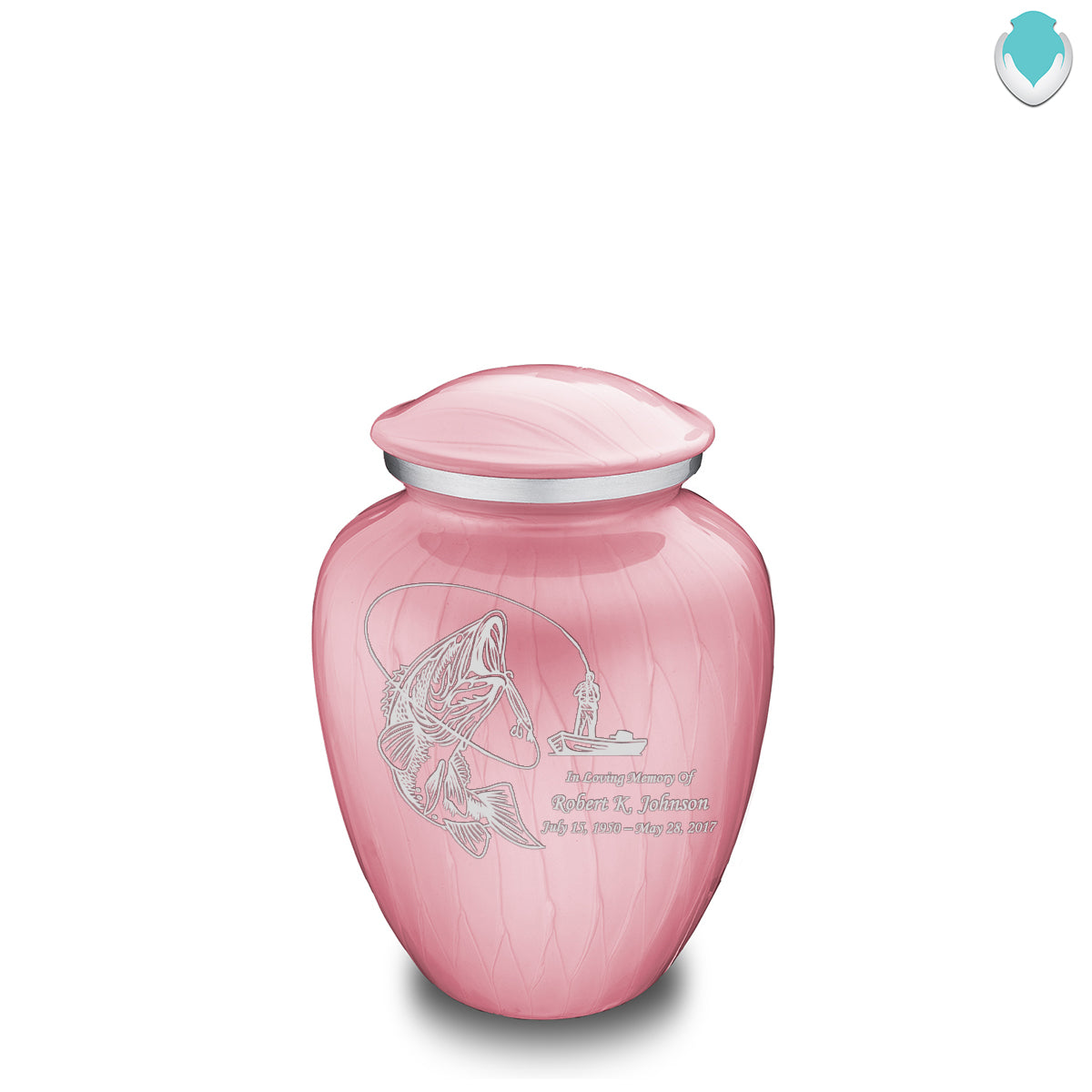 Medium Embrace Pearl Light Pink Fishing Cremation Urn