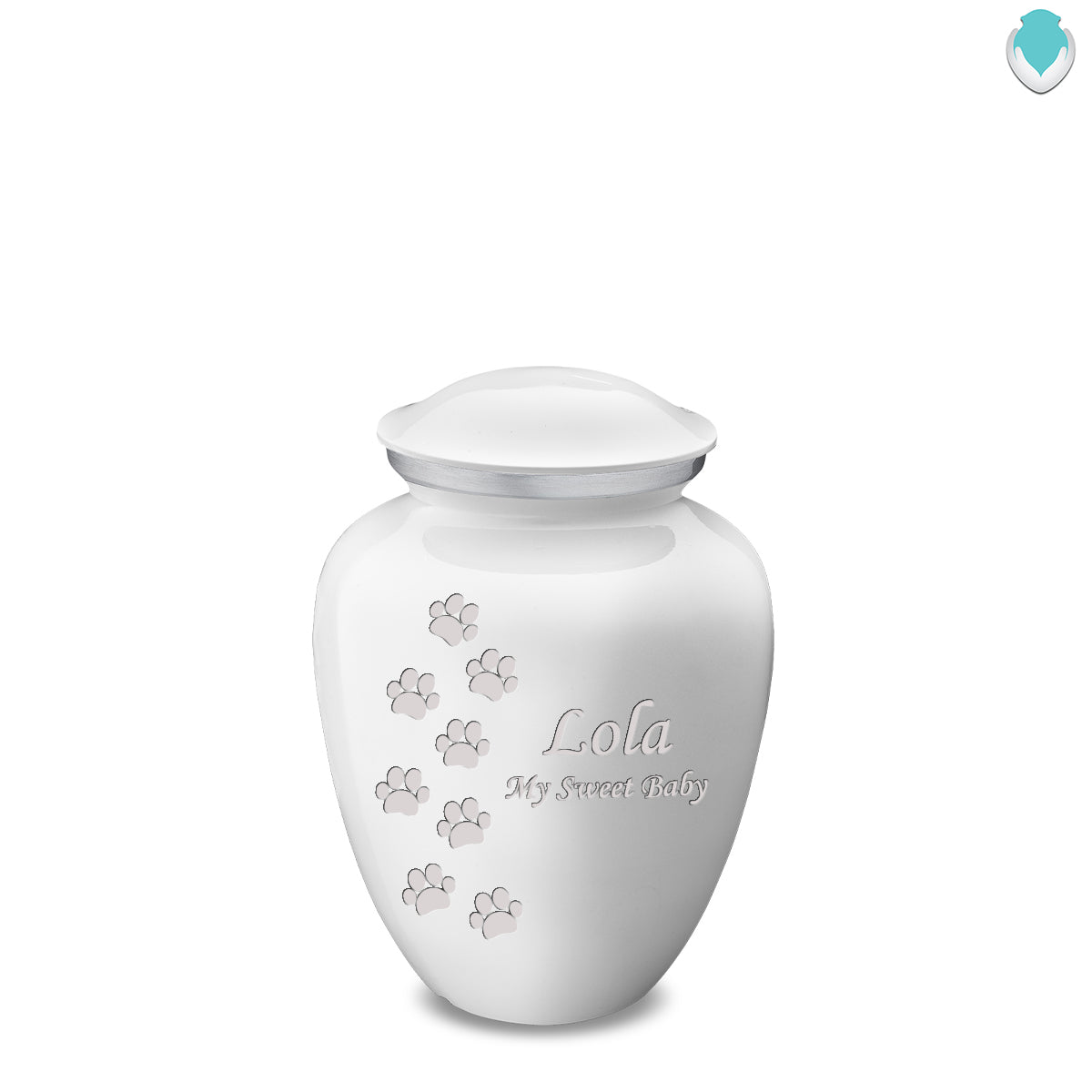 Medium Embrace White Walking Paws Pet Cremation Urn