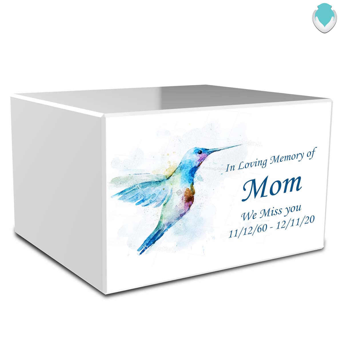 Custom Printed Heritage Hummingbird Wood Box Cremation Urn