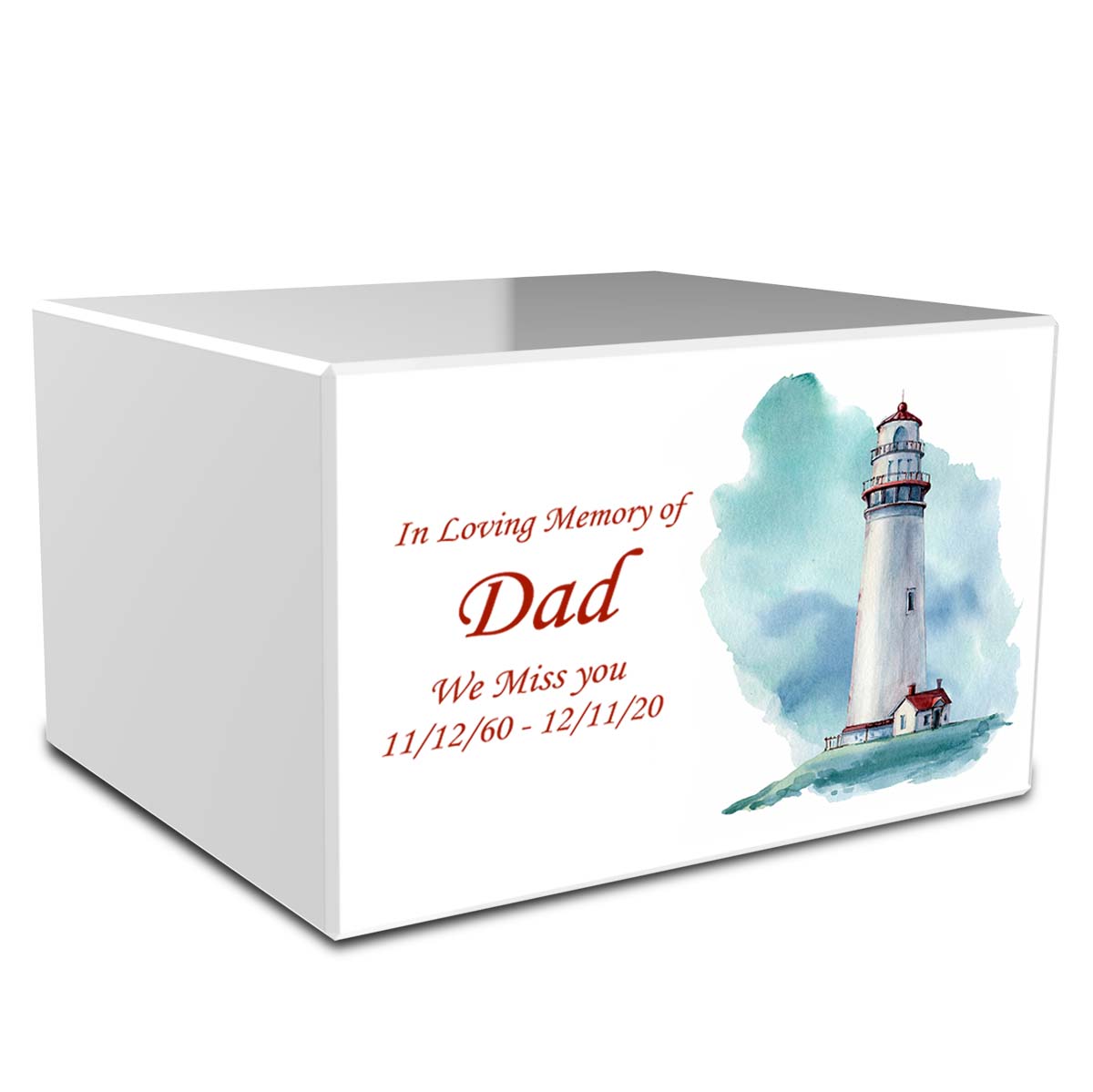 Custom Printed Heritage Lighthouse Wood Box Cremation Urn
