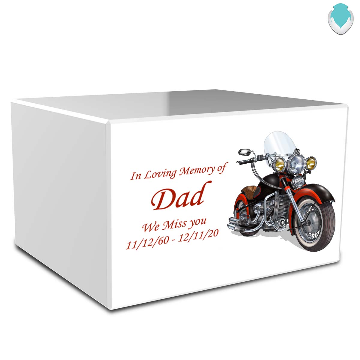 Custom Printed Heritage Motorcycle Wood Box Cremation Urn