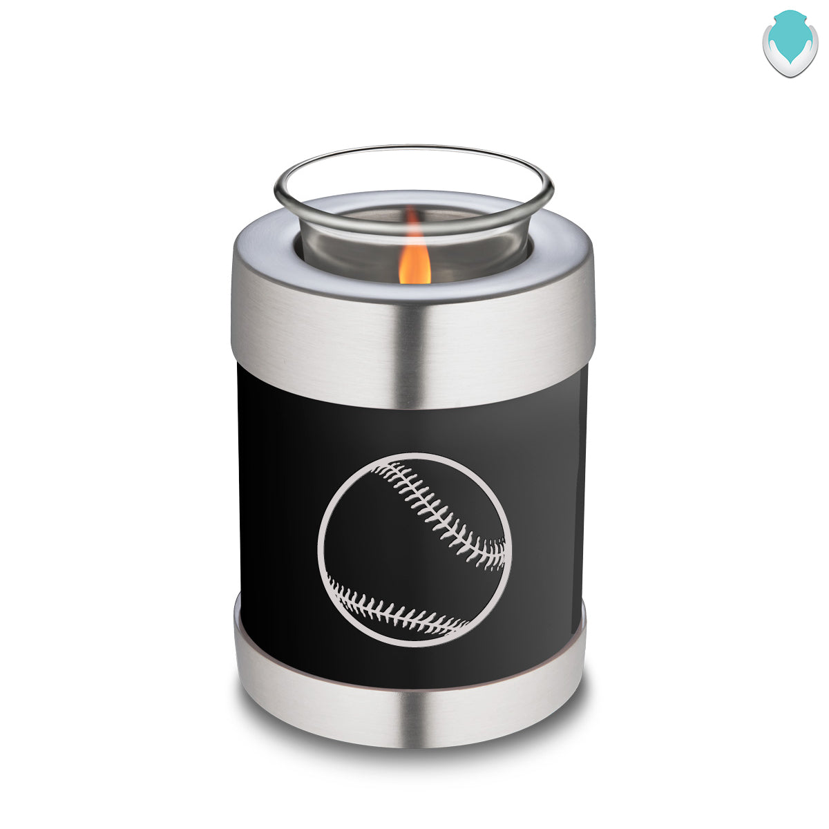 Candle Holder Embrace Black Baseball Cremation Urn