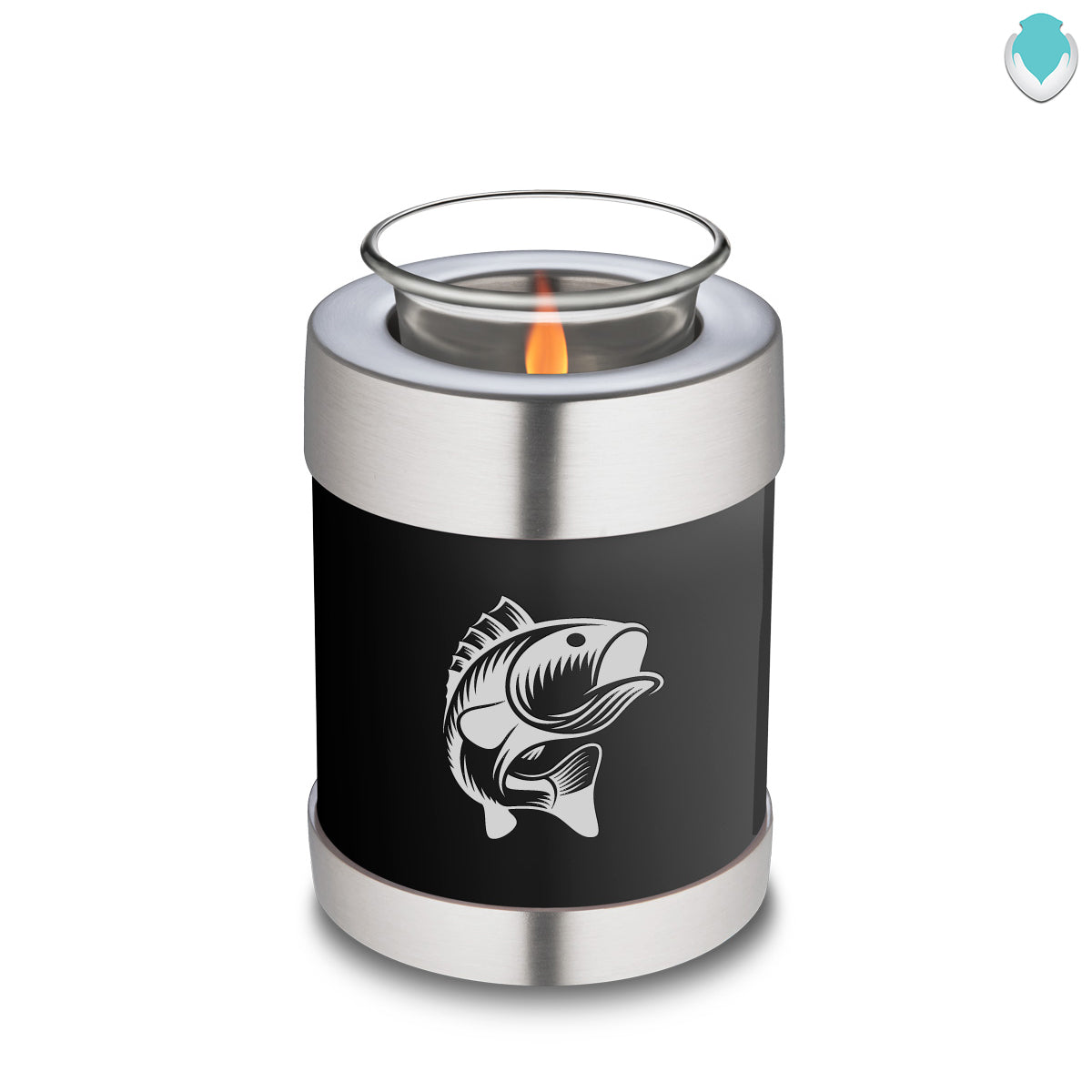 Candle Holder Embrace Black Fishing Cremation Urn