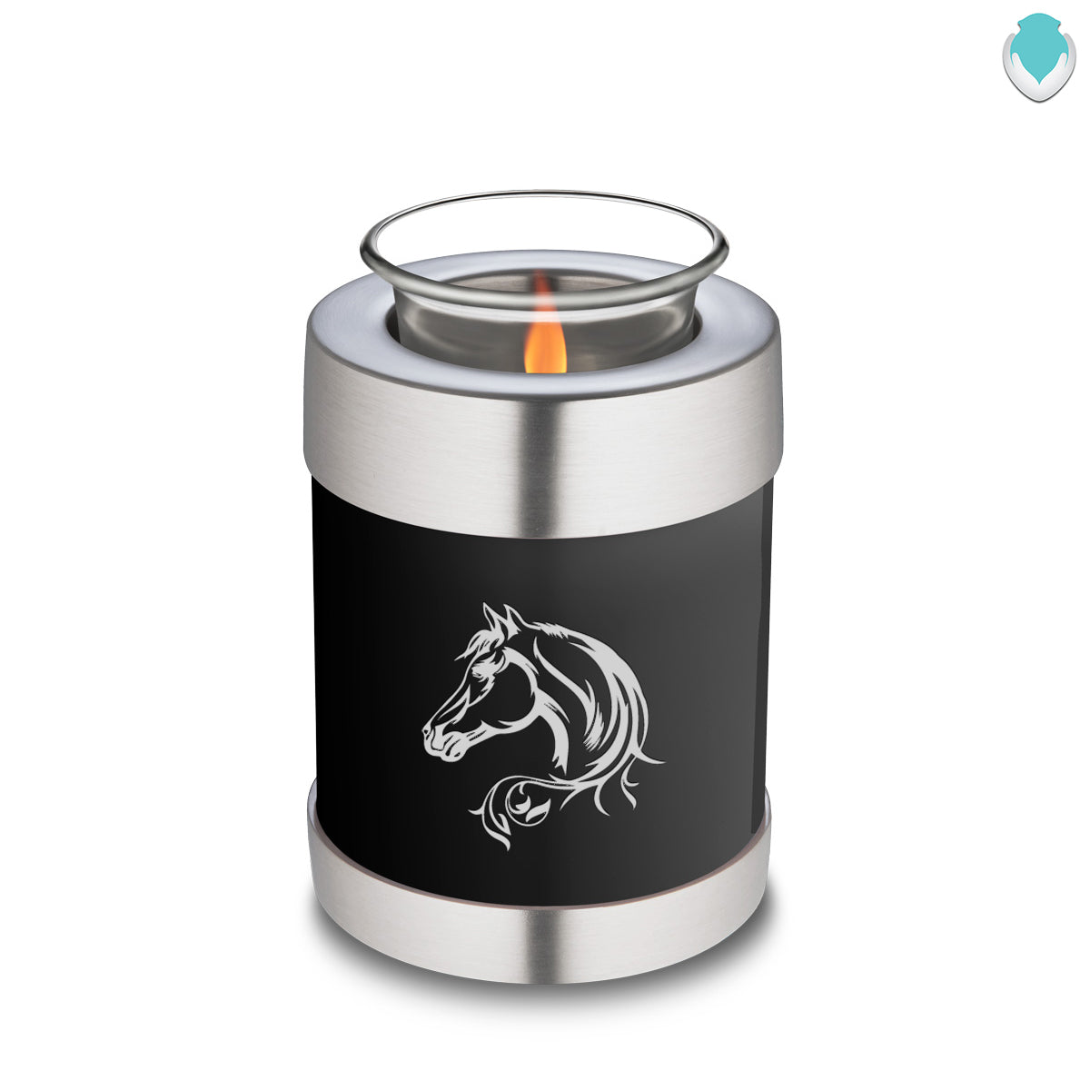 Candle Holder Embrace Black Horse Cremation Urn