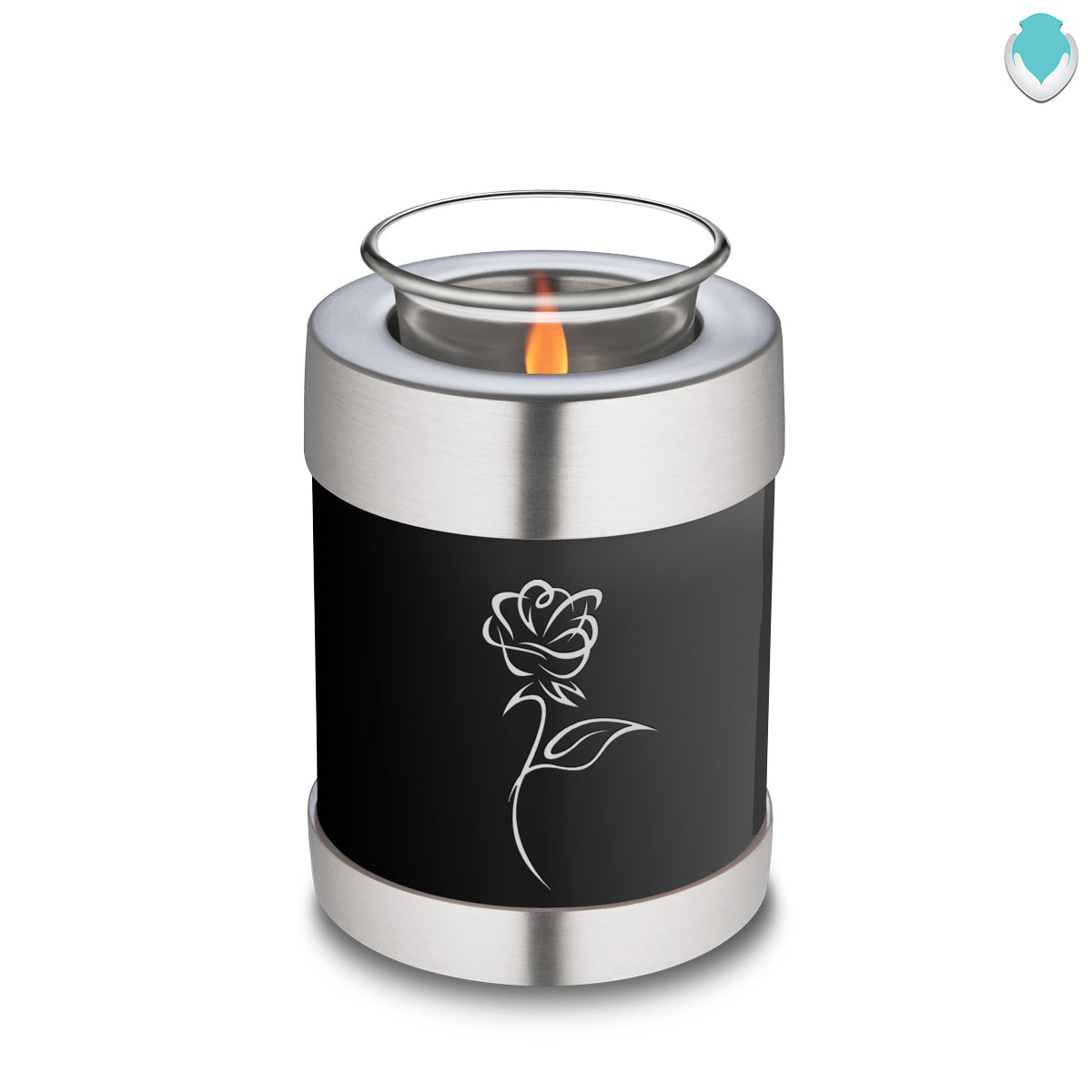 Candle Holder Embrace Black Rose Cremation Urn