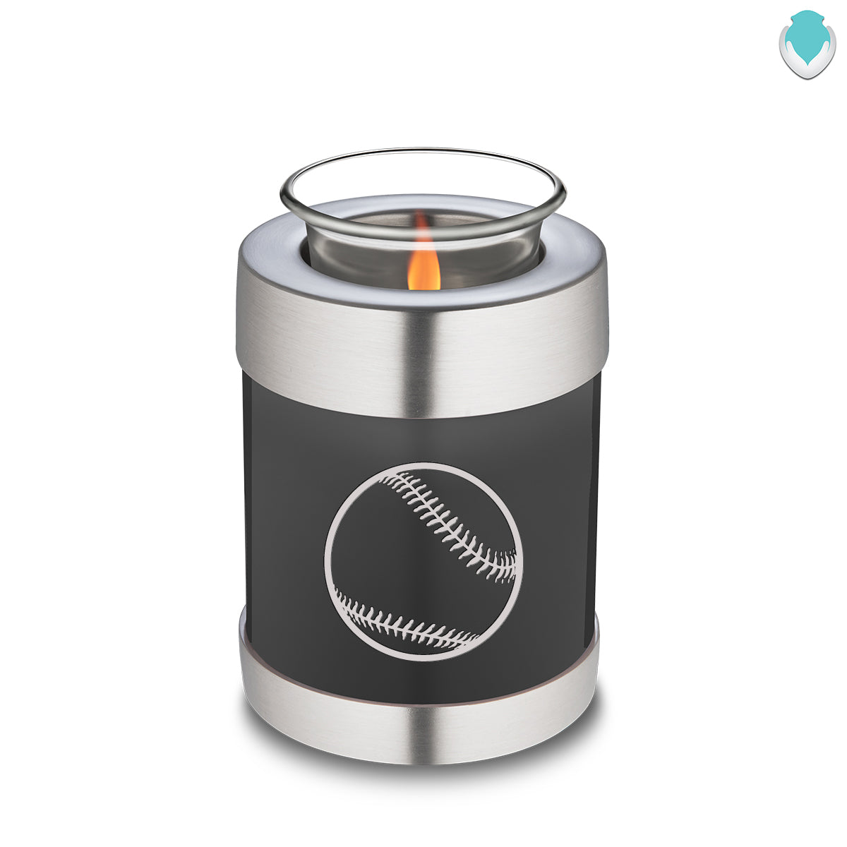Candle Holder Embrace Charcoal Baseball Cremation Urn