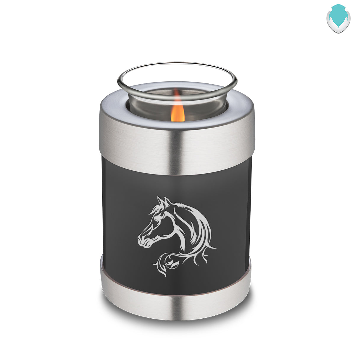 Candle Holder Embrace Charcoal Horse Cremation Urn