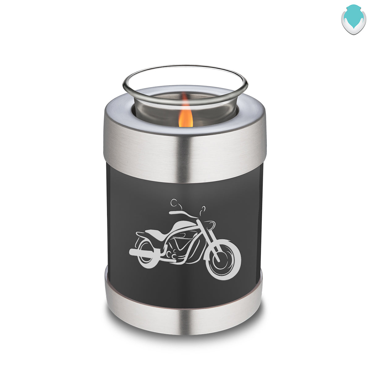 Candle Holder Embrace Charcoal Motorcycle Cremation Urn