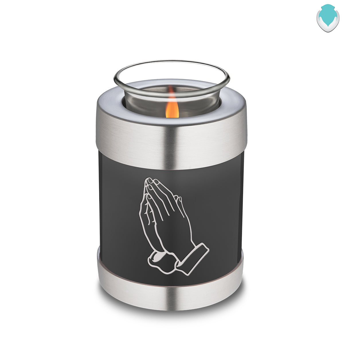 Candle Holder Embrace Charcoal Praying Hands Cremation Urn