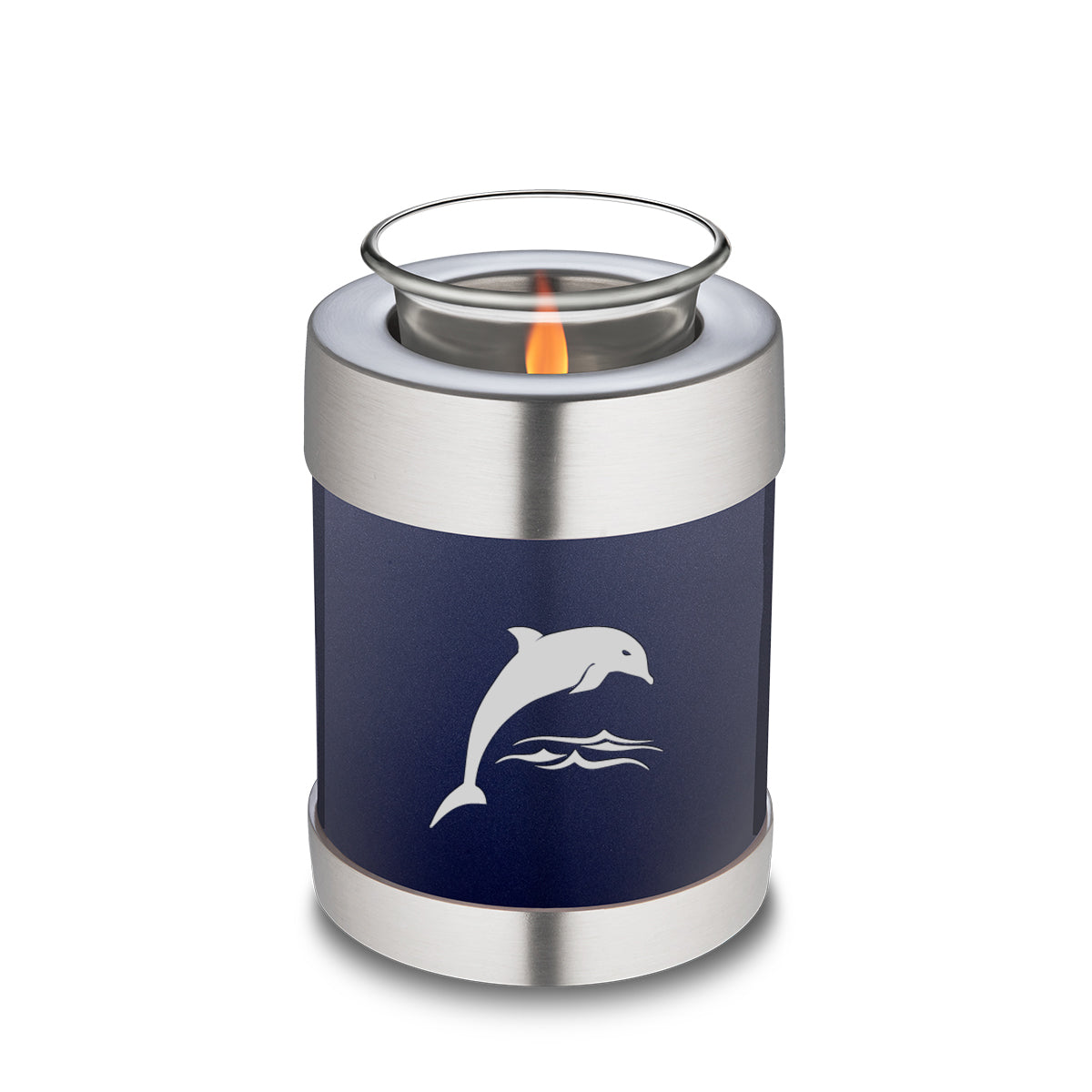 Candle Holder Embrace Cobalt Blue Dolphins Cremation Urn