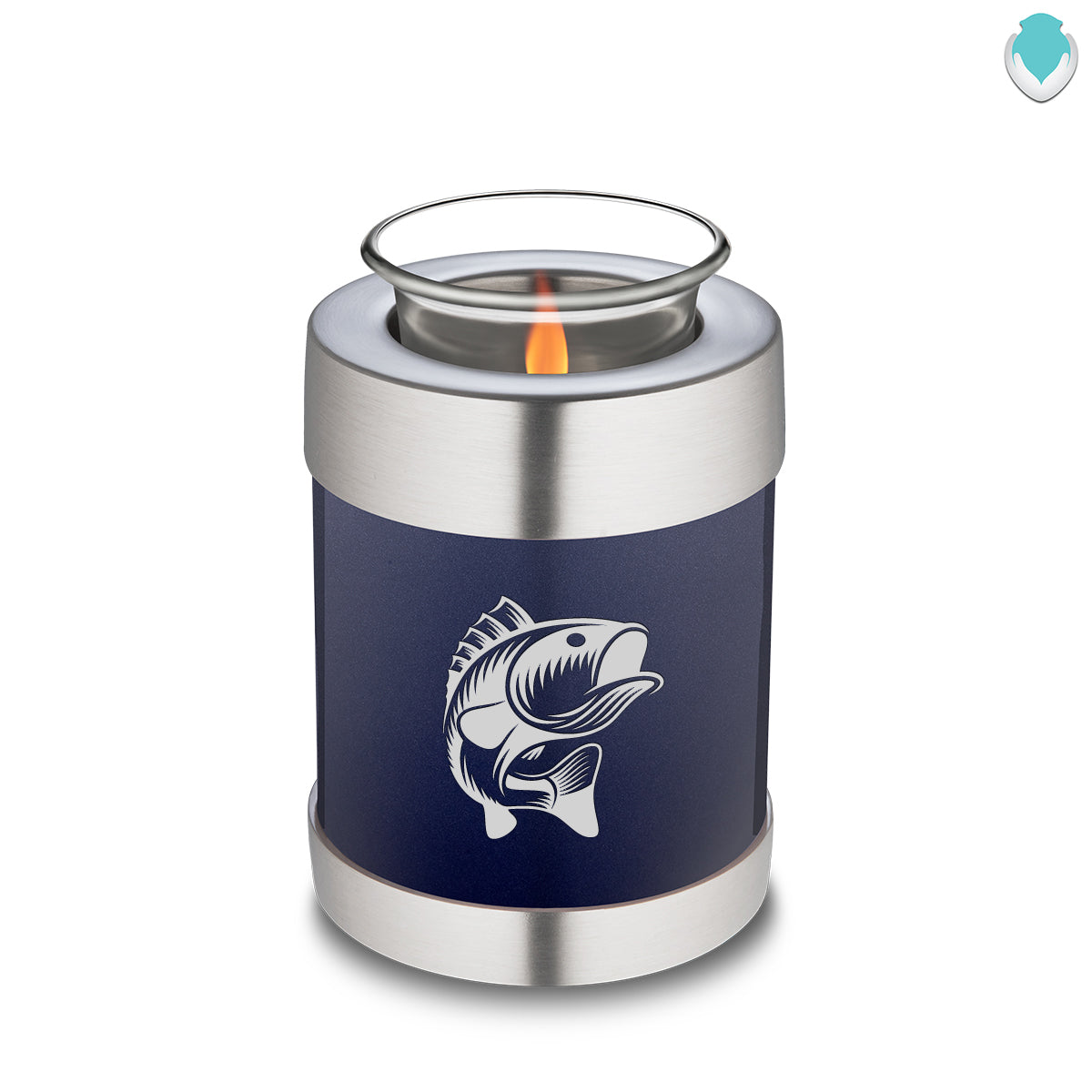 Candle Holder Embrace Cobalt Blue Fishing Cremation Urn