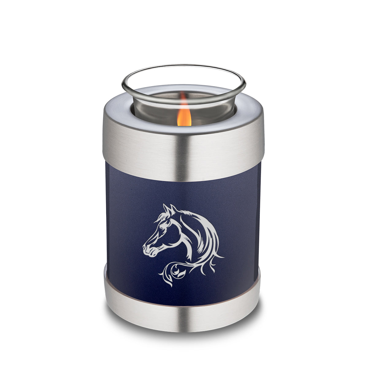 Candle Holder Embrace Cobalt Blue Horse Cremation Urn