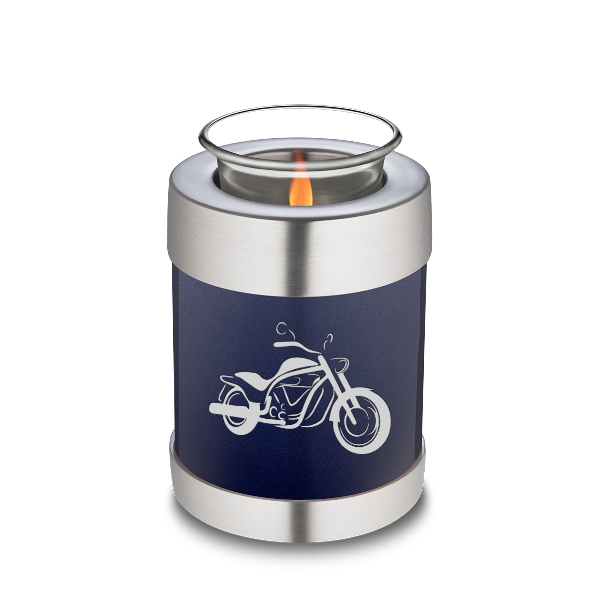 Candle Holder Embrace Cobalt Blue Motorcycle Cremation Urn