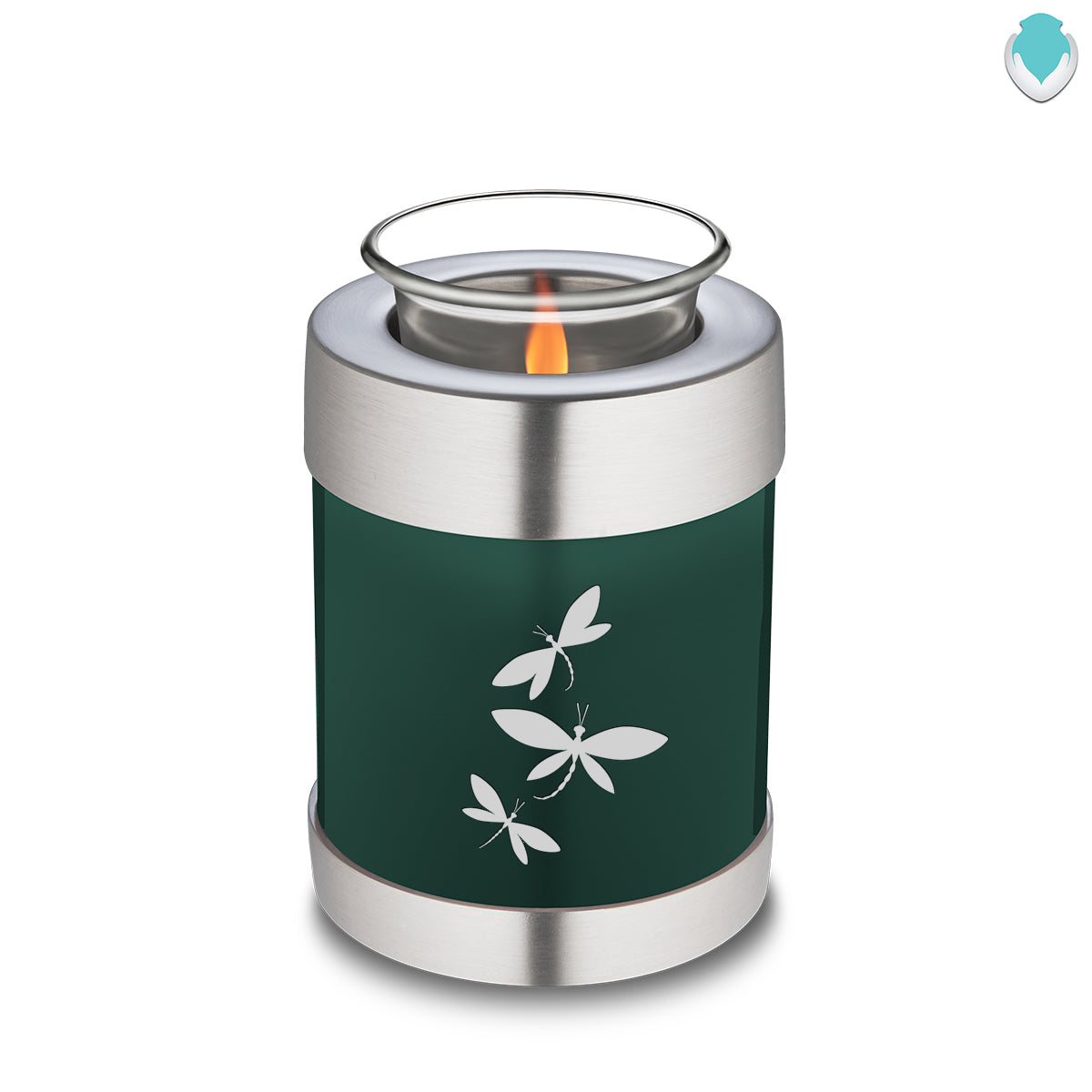 Candle Holder Embrace Green Dragonflies Cremation Urn
