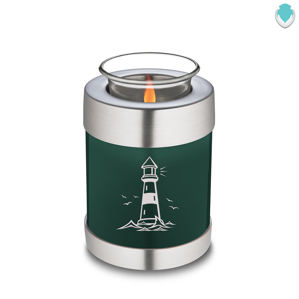 Candle Holder Embrace Green Lighthouse Cremation Urn