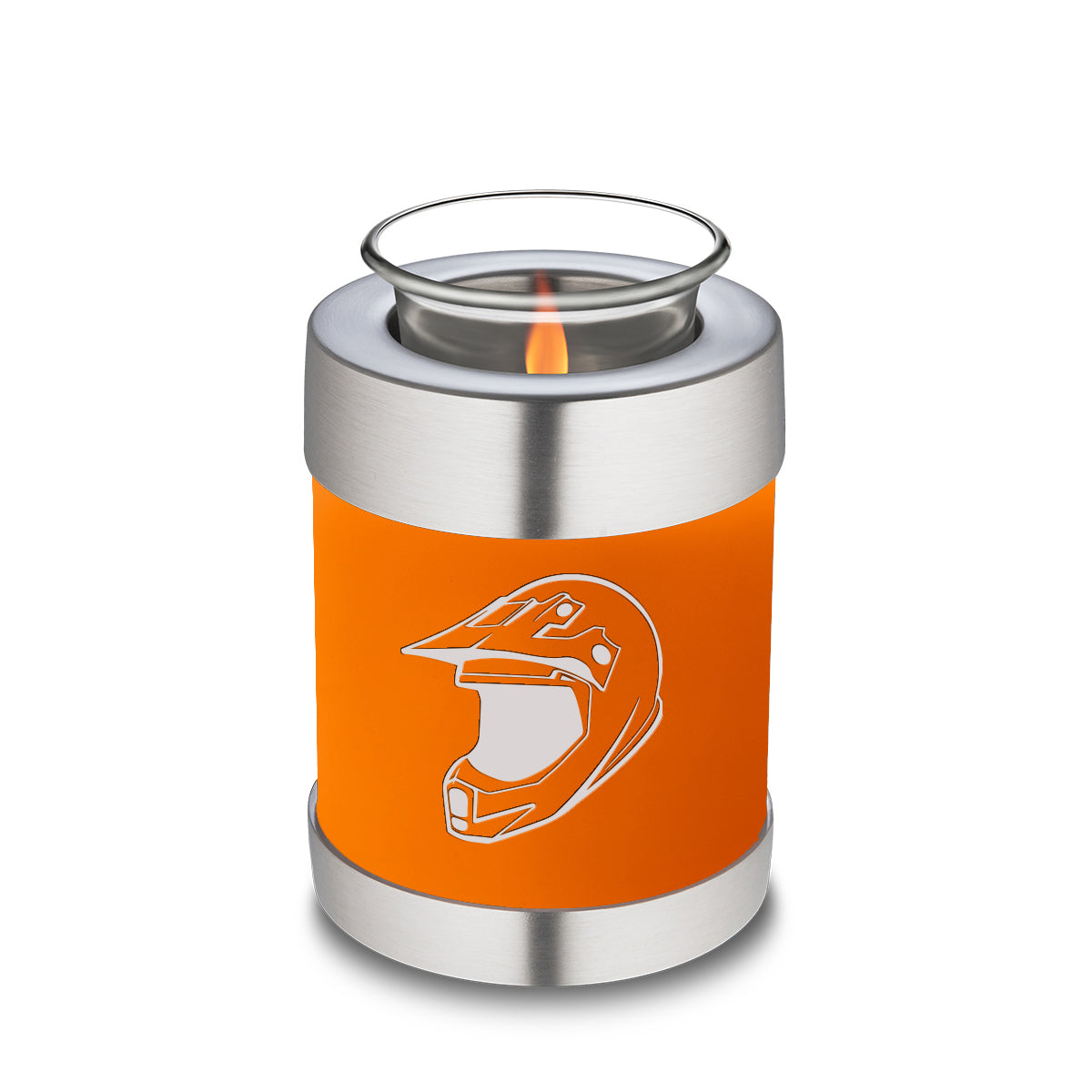 Candle Holder Embrace Burnt Orange Dirt Bike Cremation Urn