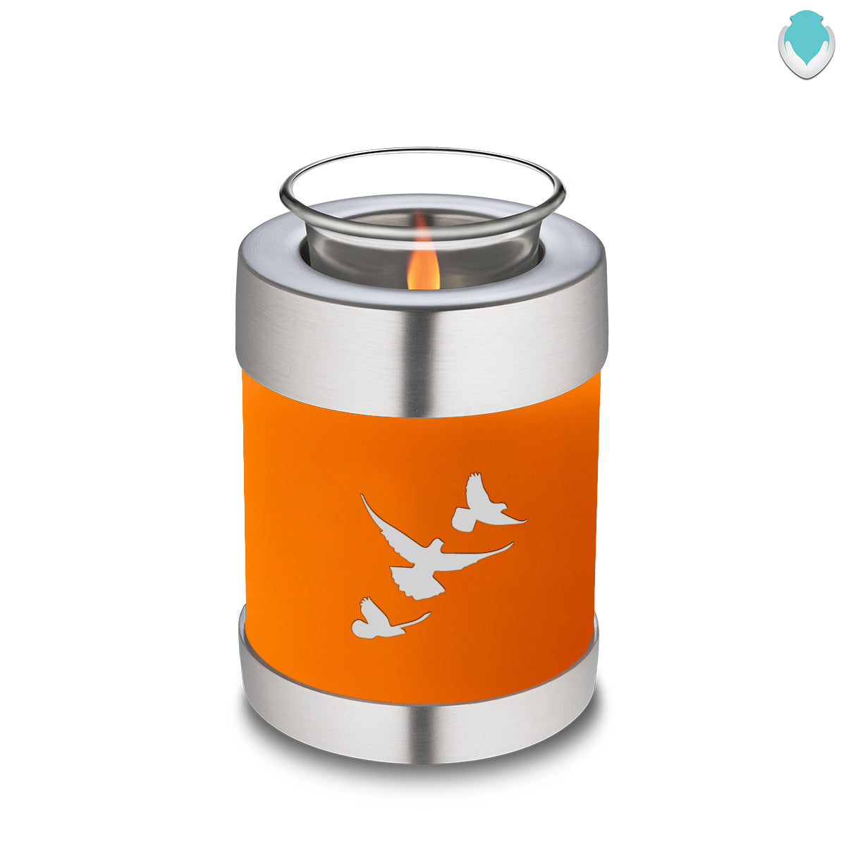 Candle Holder Embrace Burnt Orange Doves Cremation Urn