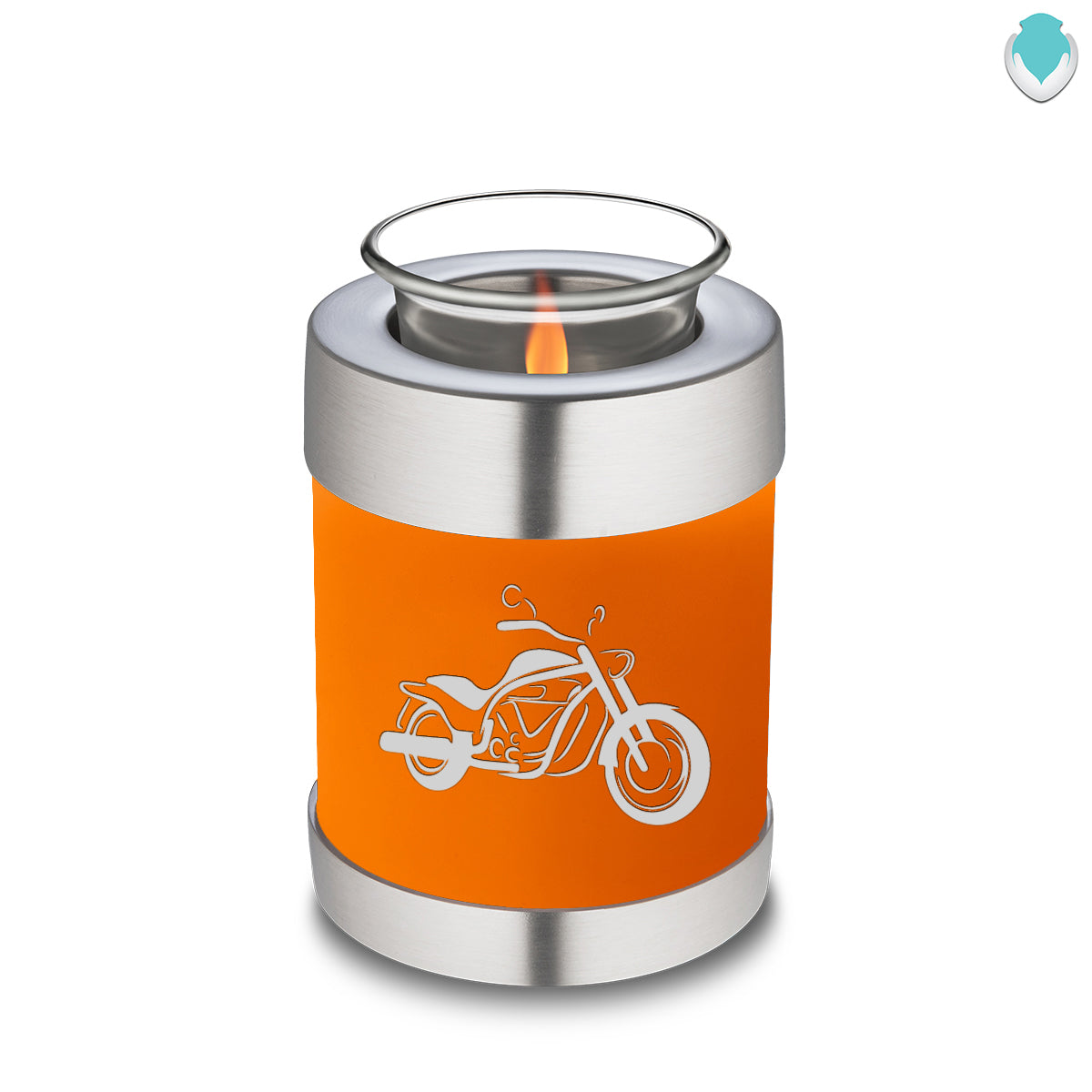 Candle Holder Embrace Burnt Orange Motorcycle Cremation Urn