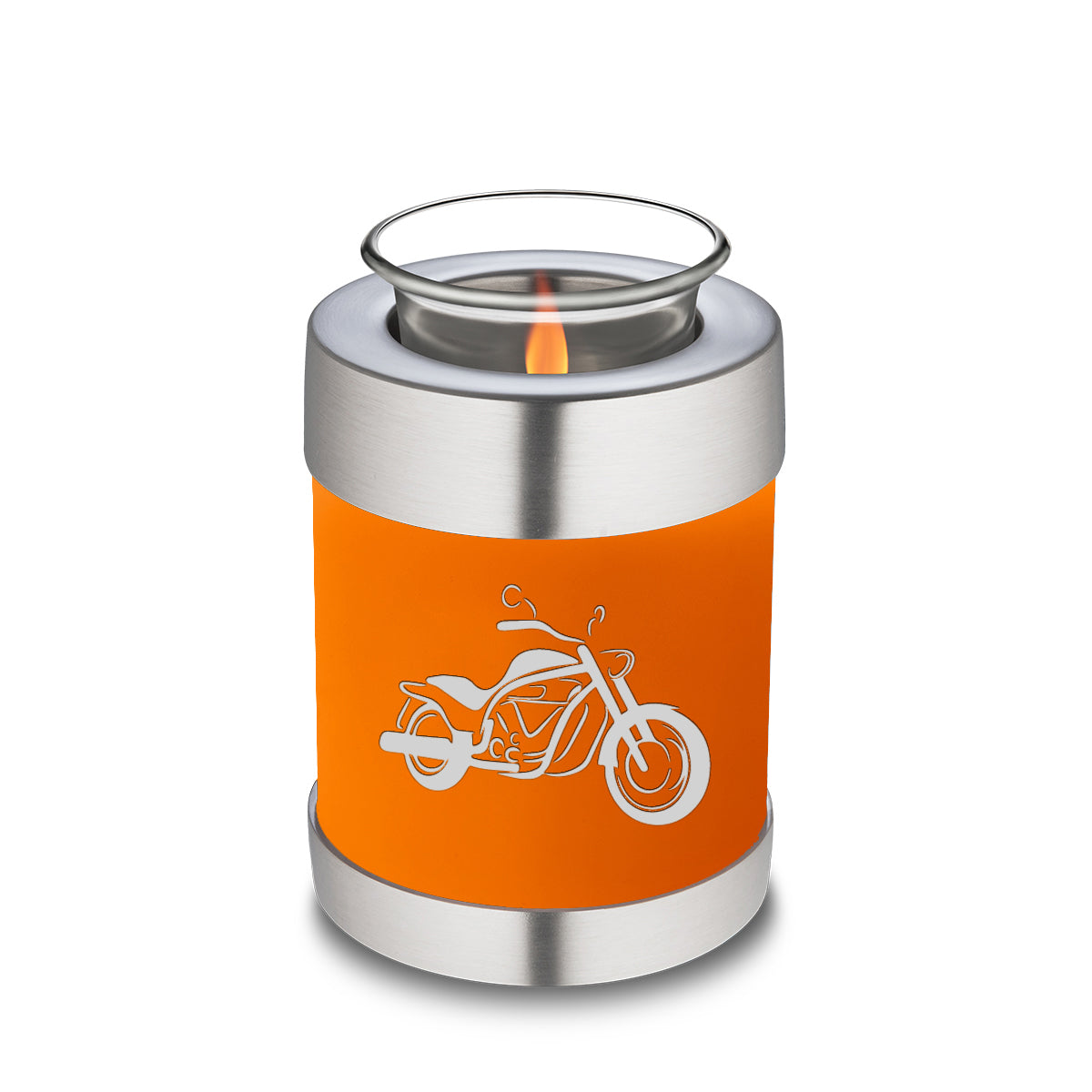 Candle Holder Embrace Burnt Orange Motorcycle Cremation Urn