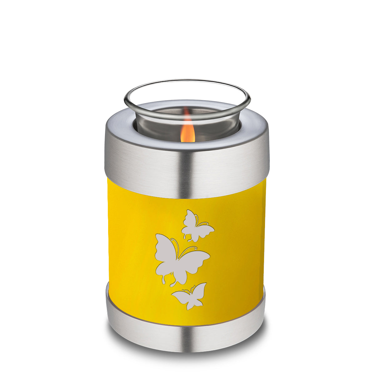 Candle Holder Embrace Yellow Butterfly Cremation Urn