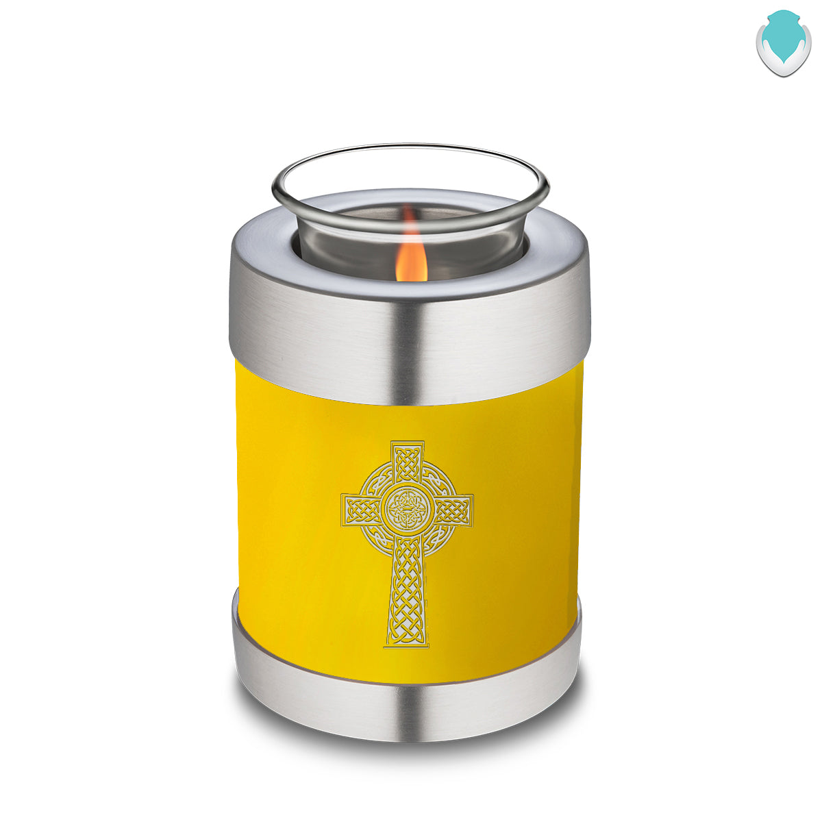 Candle Holder Embrace Yellow Celtic Cross Cremation Urn