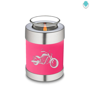 Candle Holder Embrace Bright Pink Motorcycle Cremation Urn