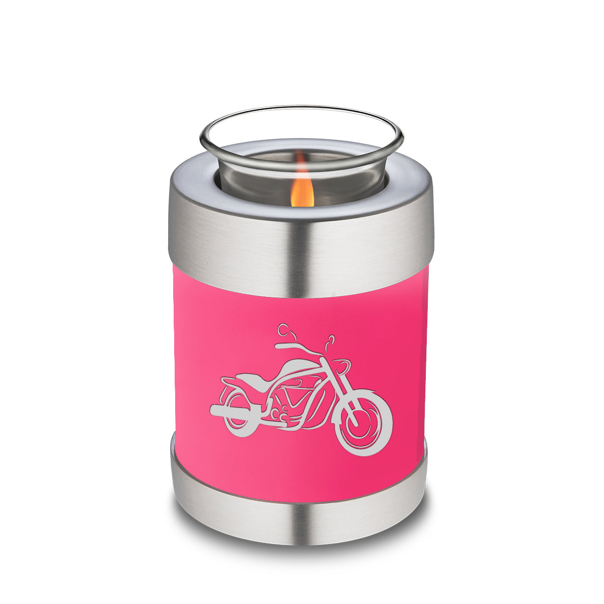 Candle Holder Embrace Bright Pink Motorcycle Cremation Urn