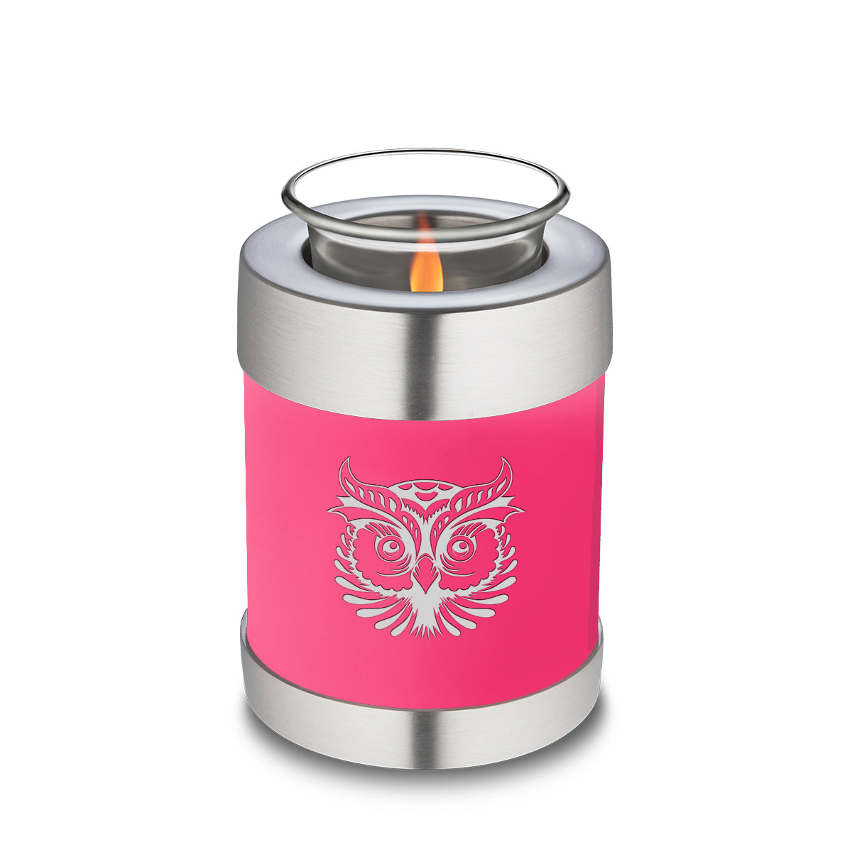 Candle Holder Embrace Bright Pink Owl Cremation Urn
