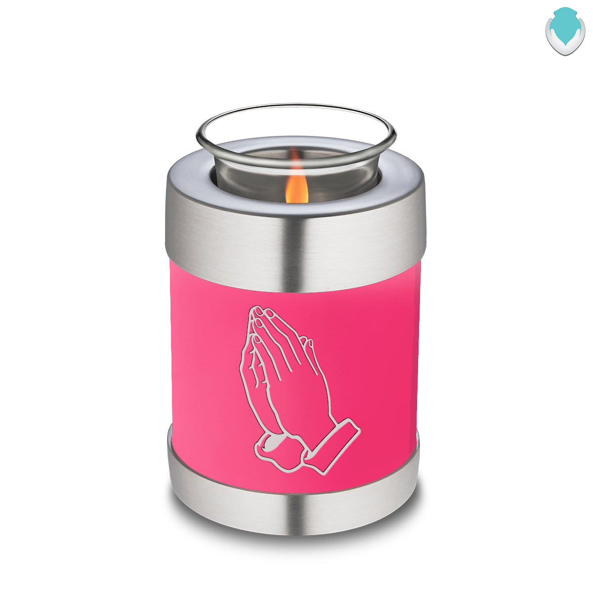 Candle Holder Embrace Bright Pink Praying Hands Cremation Urn