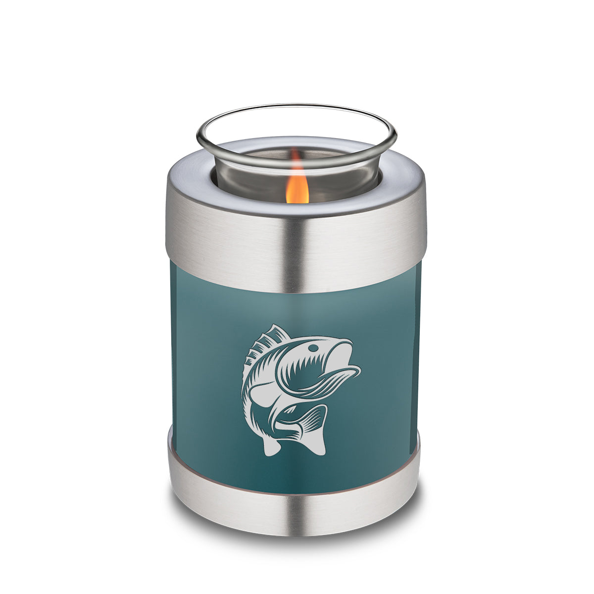 Candle Holder Embrace Teal Fishing Cremation Urn