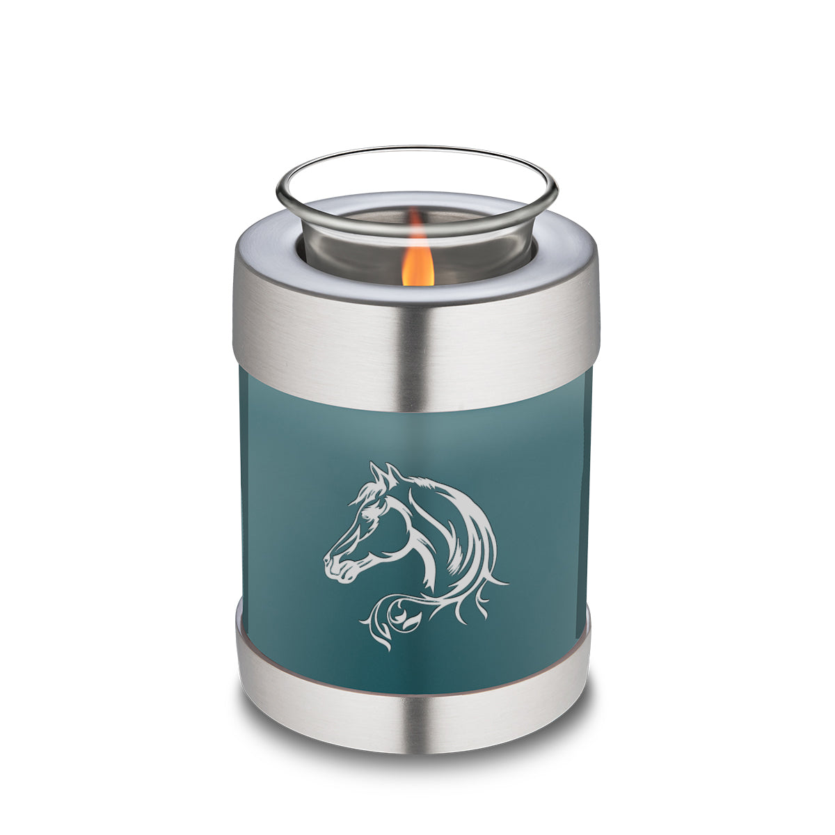 Candle Holder Embrace Teal Horse Cremation Urn