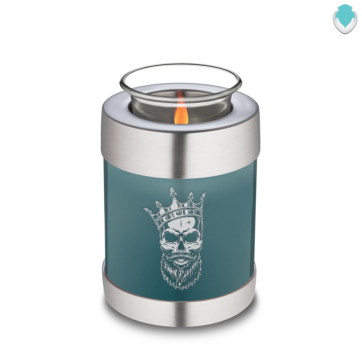 Candle Holder Embrace Teal Skull Cremation Urn