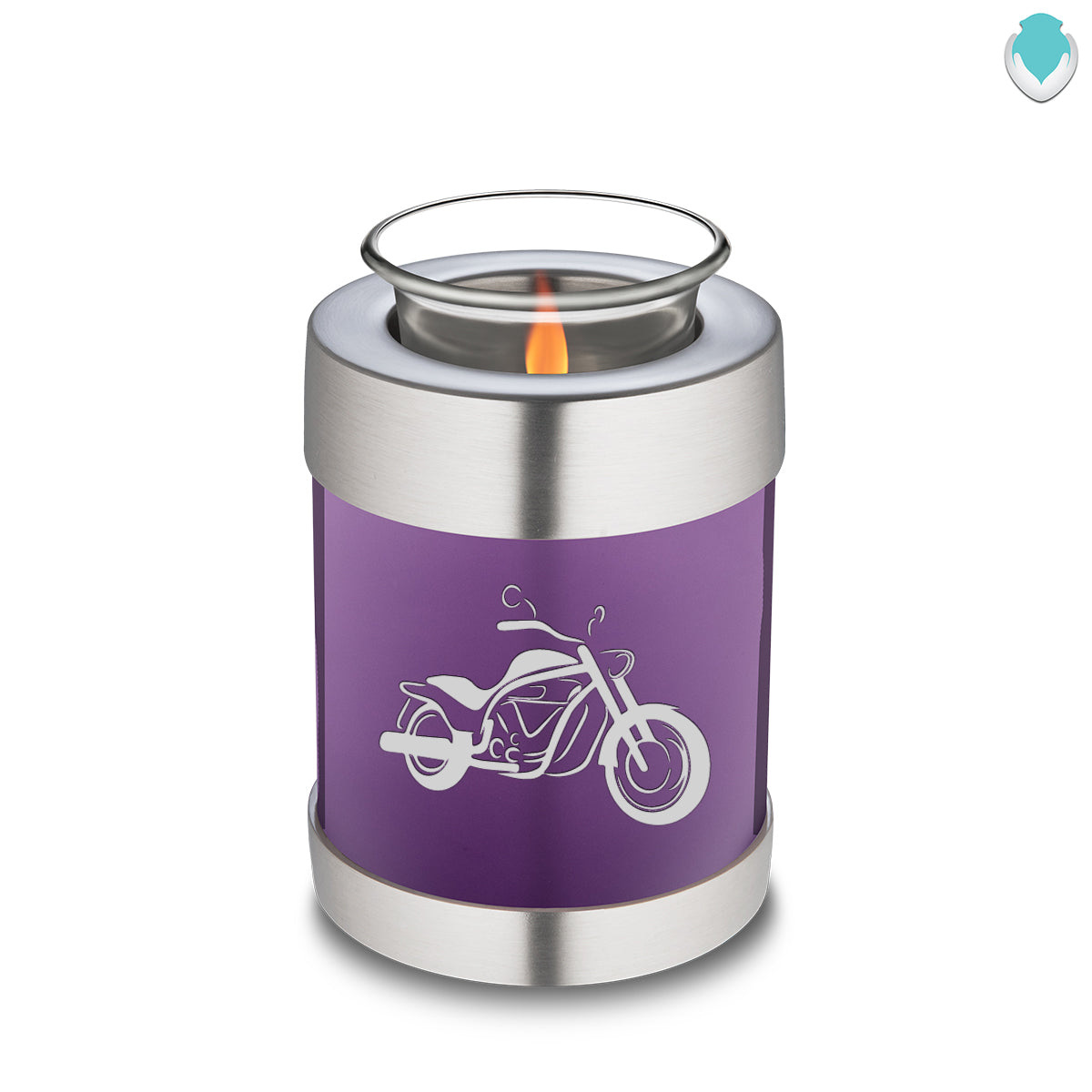 Candle Holder Embrace Purple Motorcycle Cremation Urn
