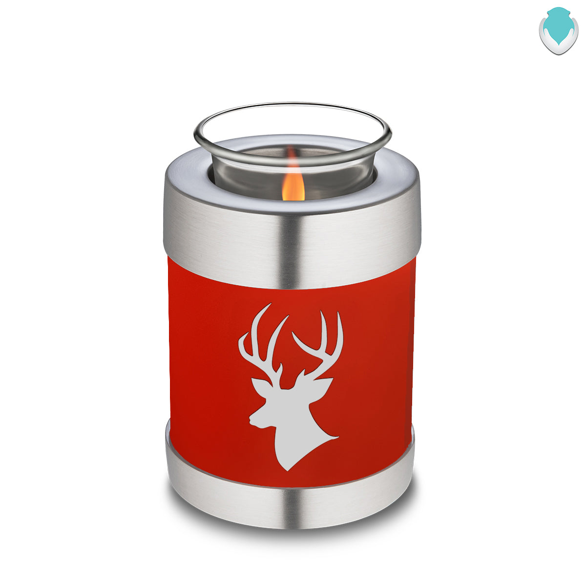 Candle Holder Embrace Bright Red Deer Cremation Urn