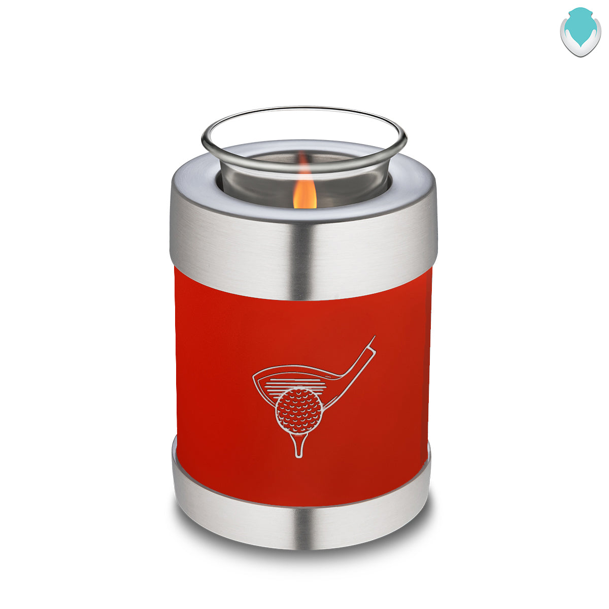 Candle Holder Embrace Bright Red Golfer Cremation Urn