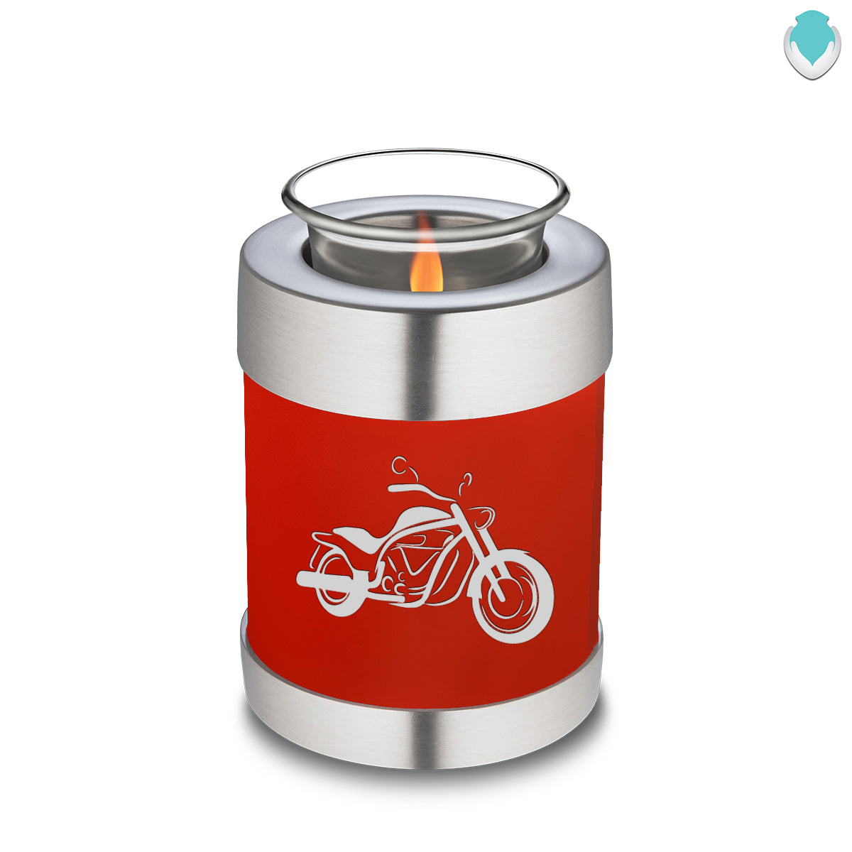 Candle Holder Embrace Bright Red Motorcycle Cremation Urn