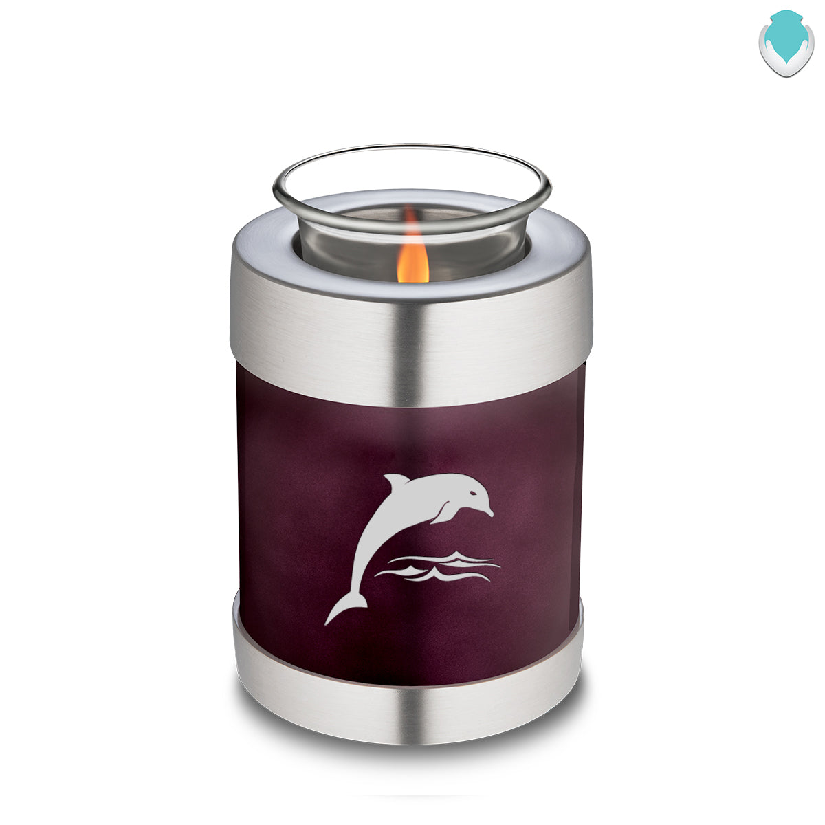Candle Holder Embrace Cherry Purple Dolphins Cremation Urn